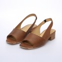 Sandale Demi Talon Camel Cuir