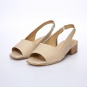 Sandale Demi Talon Beige Cuir