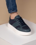 Sneaker Bleu Cuir