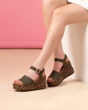 Sandale Vert Olive Cuir