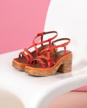 Sandale Orange Vernis Cuir
