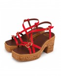 Sandale Femme Orange Vernis...