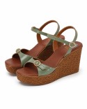 Sandale Femme Vert Vernis Cuir