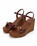 Sandale Femme Camel Vernis...