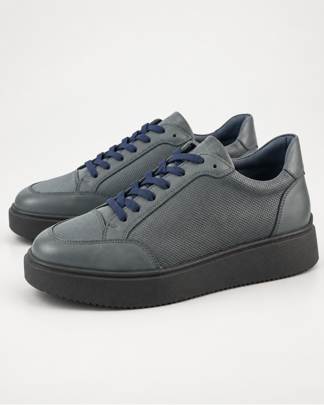 Sneaker Bleu Cuir