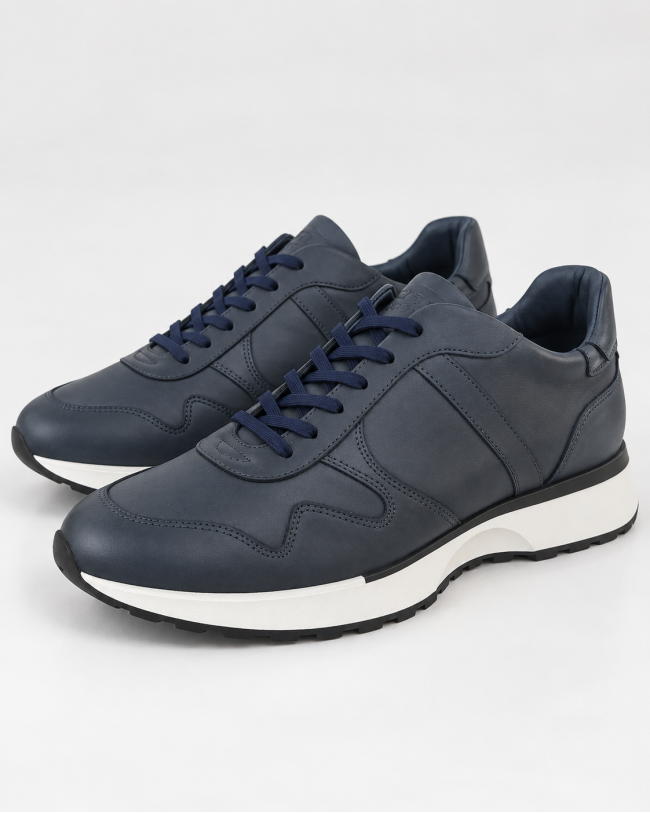 Sneakers Bleu Cuir